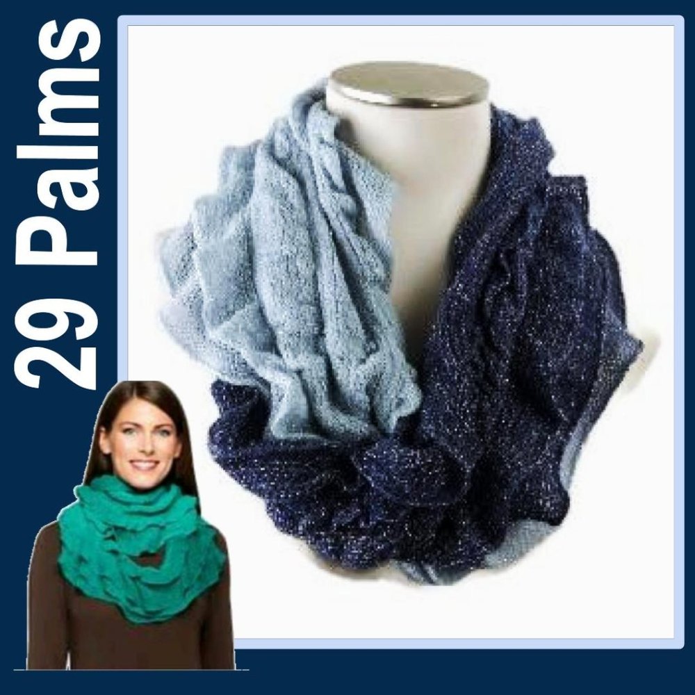 29 Palms Shimmer Ruffle Color Block Infinity Scarf